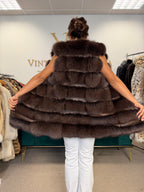 Dark Brown Fox Fur Vest, Medium, New
