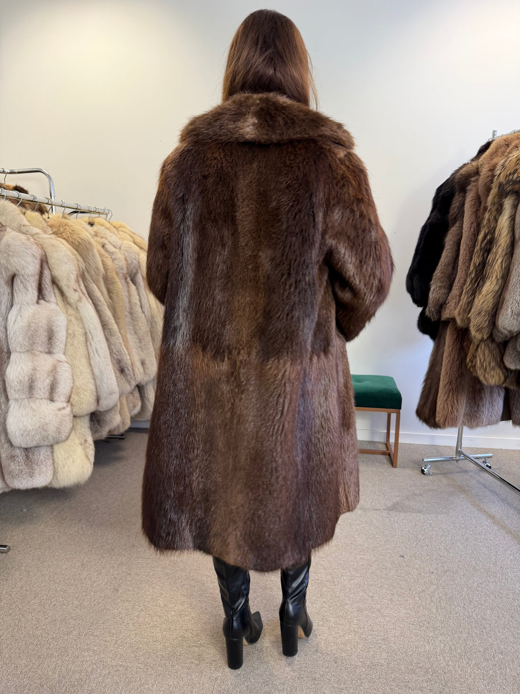 Beaver Fur Coat, Thick Fur, Size M