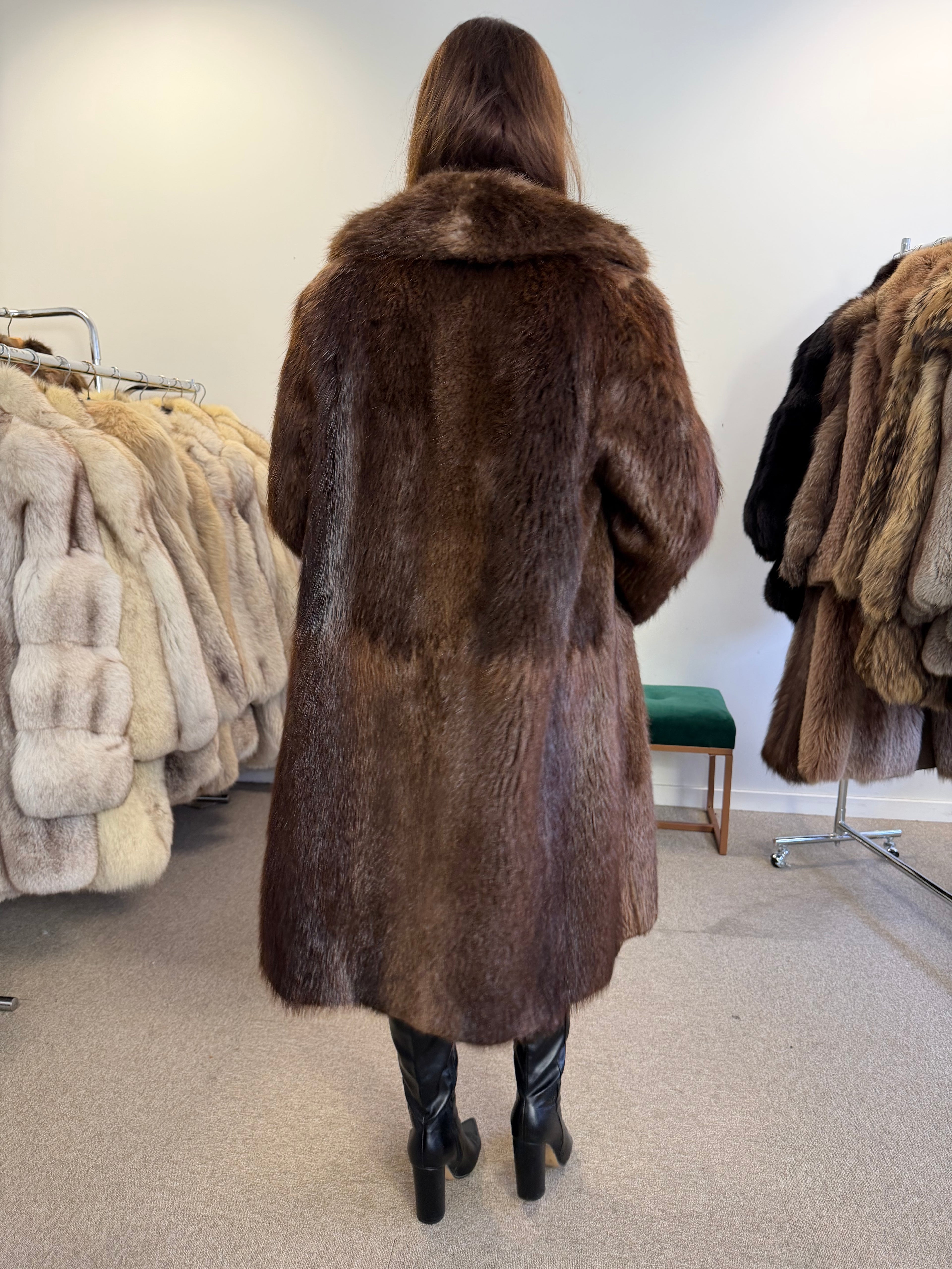 Beaver Fur Coat, Thick Fur, Size M