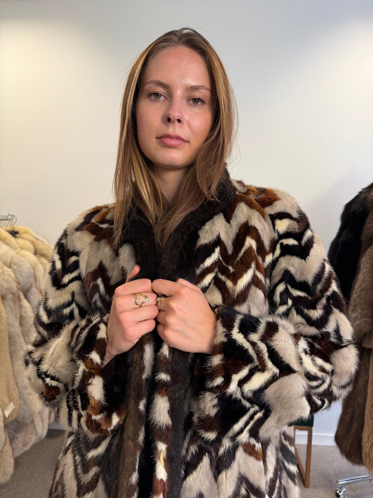 Unique Mink Fur Jacket, Mixed Pelt, speacial Design