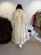 Fox Fur Coat, White with Finn Raccoon, Size M