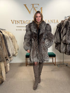 Silver Fox Fur Coat, XL, SAGA, Fluffy
