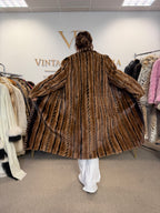 Luxury Pastel Mink Fur Coat, Large, Two-Tone Design