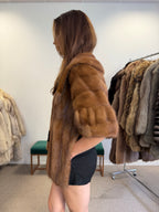 Mink Fur Stole, Pastel Brown, 145 cm