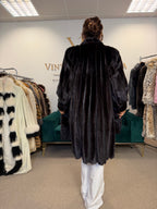Dark Mink Fur Coat, Large, Swinger, Leather, Designer