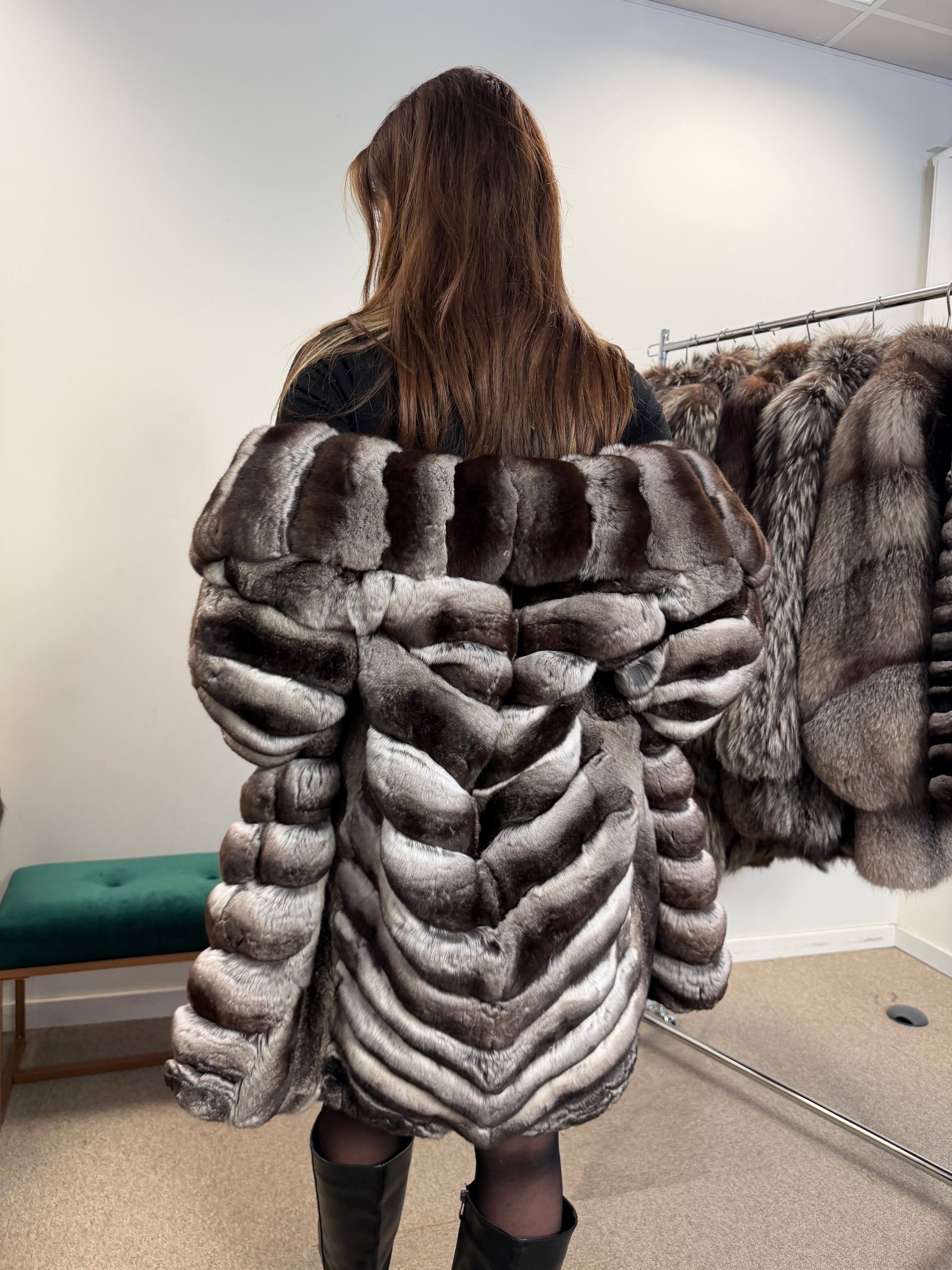 Chinchilla Fur Coat — Large Size, Real Chinchilla Fur