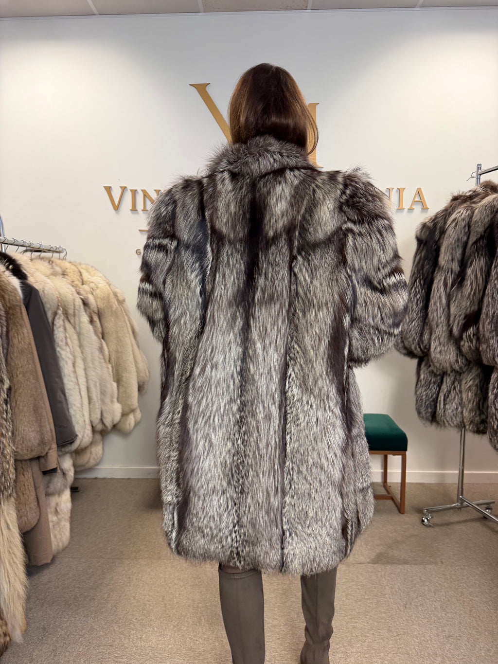 Silver Fox Fur Coat, Medium, Fluffy Soft