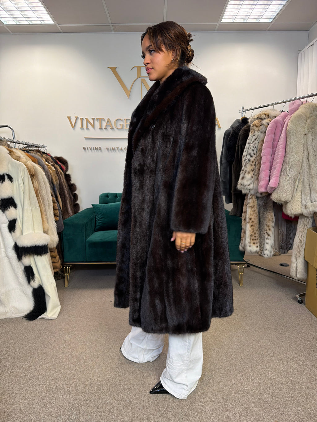 Thick Dark Brown Male Mink Fur Coat, XL, Extra Warm