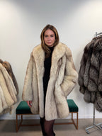 White Blue Fox Fur Coat, Size M
