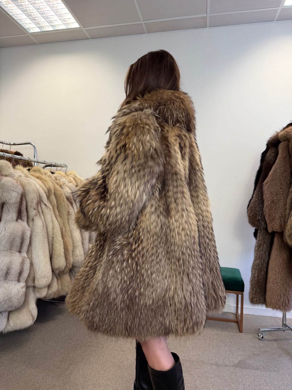 Raccoon Fur Coat, Size M