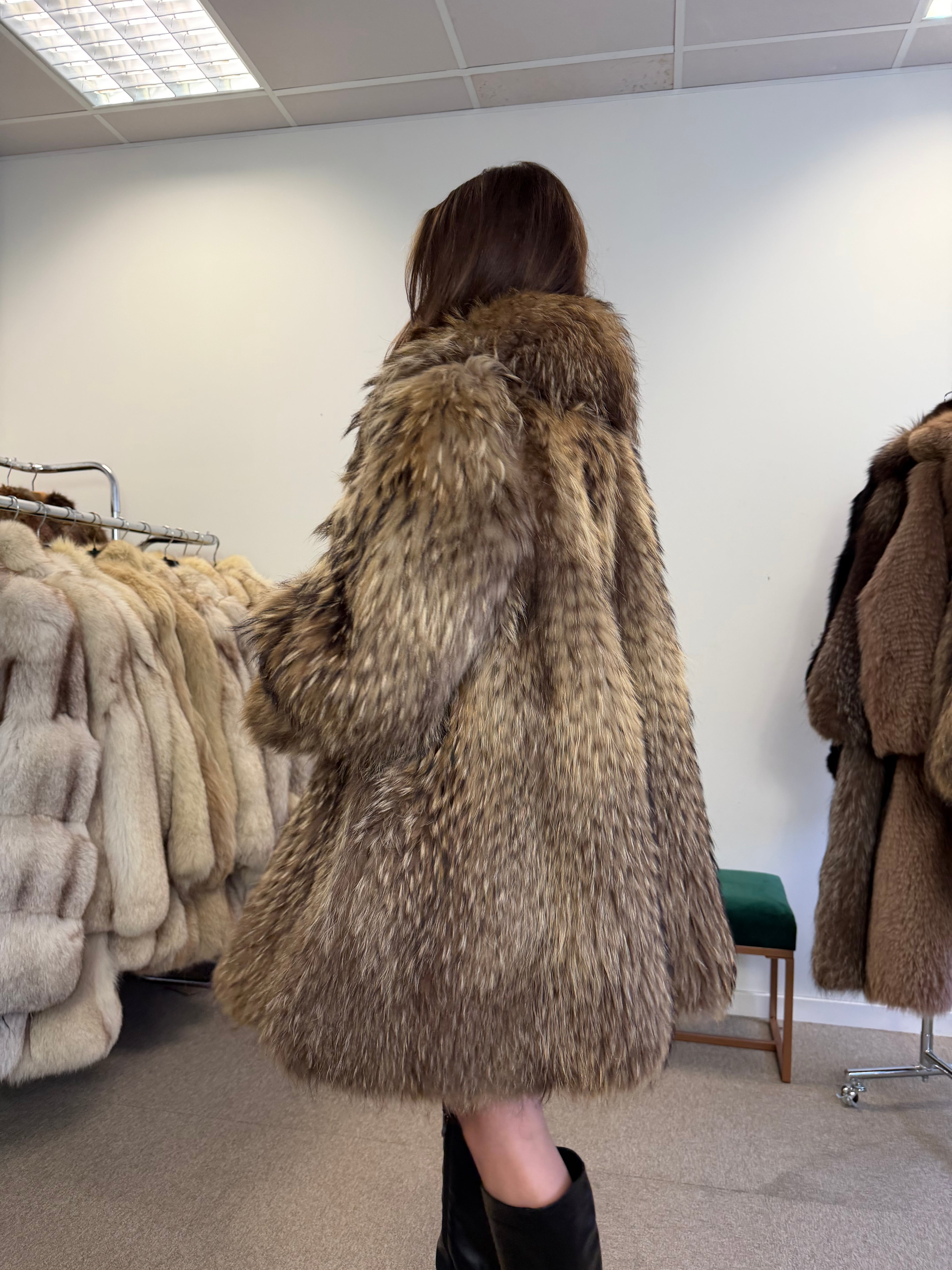 Raccoon Fur Coat, Size M