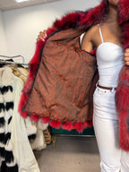 Red Dyed Fox Fur Vest, XL