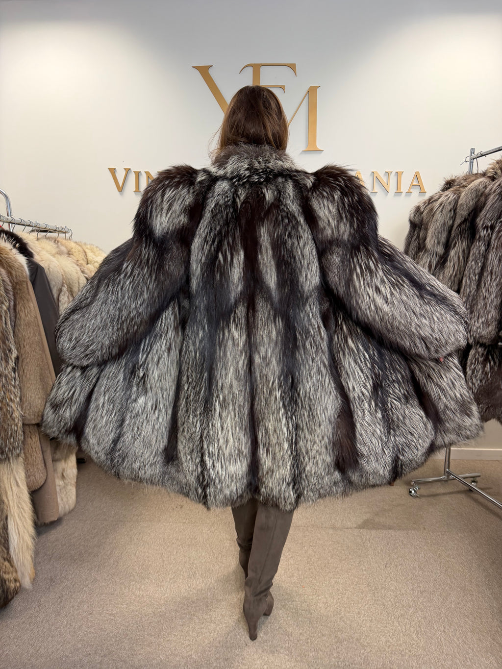 Silver Fox Fur Coat, Large, Ankershoffhem luxury brand