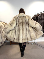 Fox Fur Coat, White Nordic Arctic, Size L