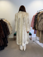 Fox Fur Coat, White with Finn Raccoon, Size M