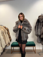 Opossum Fur Jacket, Hooded, Size M
