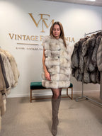 White Nordic Fox Fur Vest, Medium, New