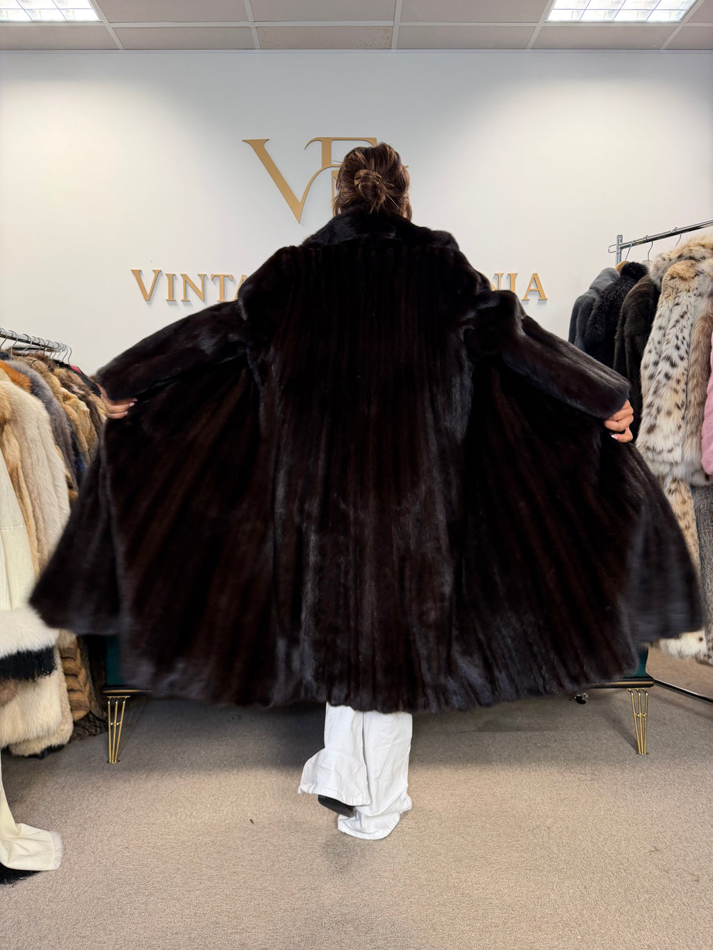 Dark Brown Blackglama Mink Fur Coat, Large, Pelz Aachen Germany