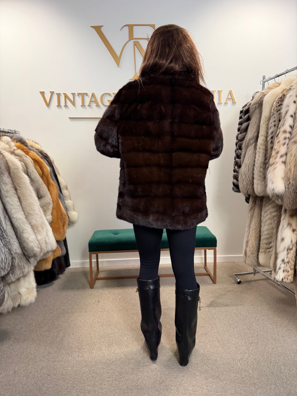 Brown Mink Fur Jacket, XL, Short