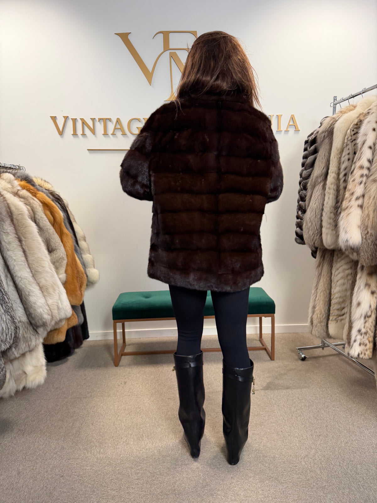 Brown Mink Fur Jacket, XL, Short