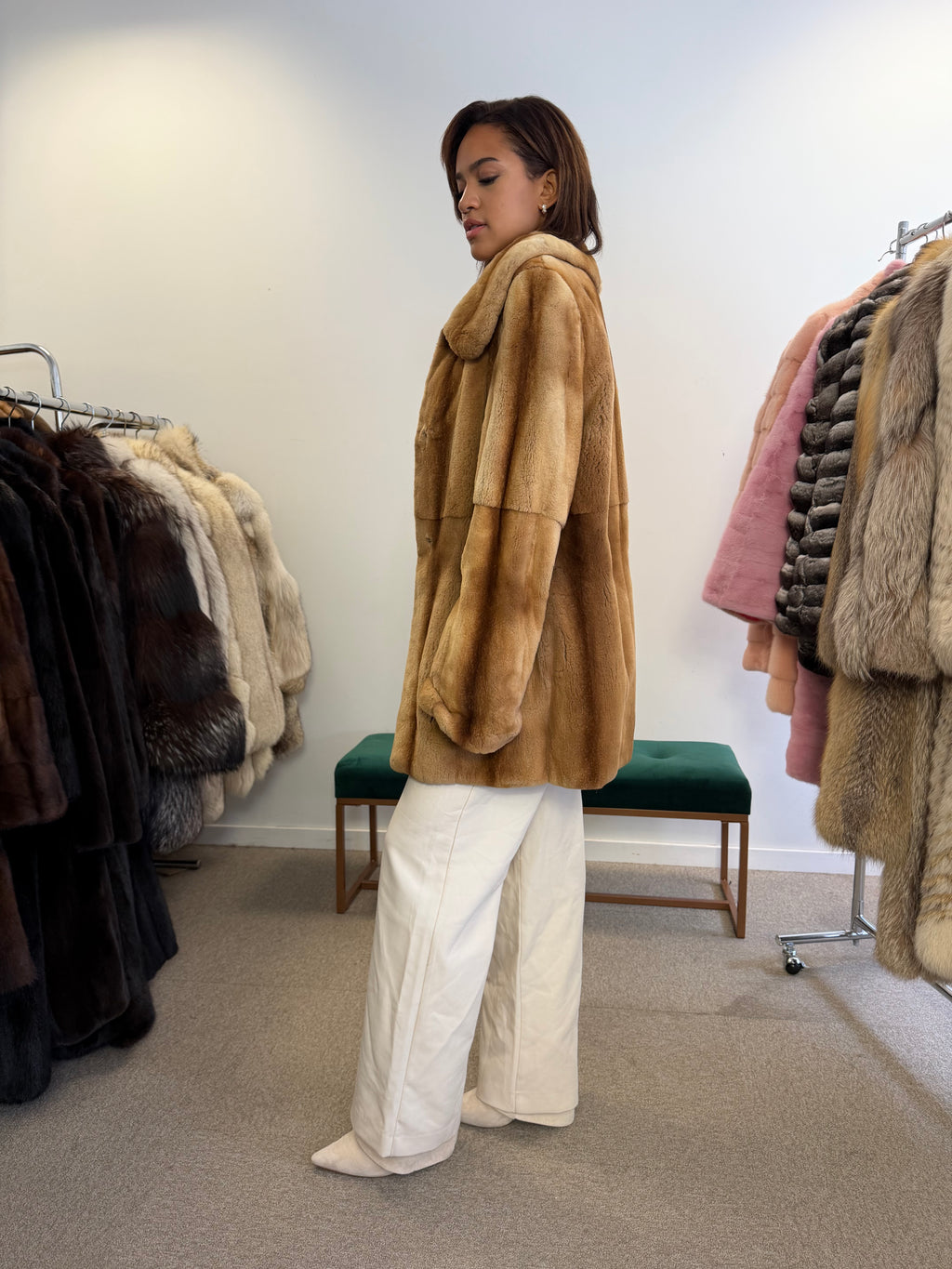Mink Fur Jacket, Whiskey Sheared, Size M