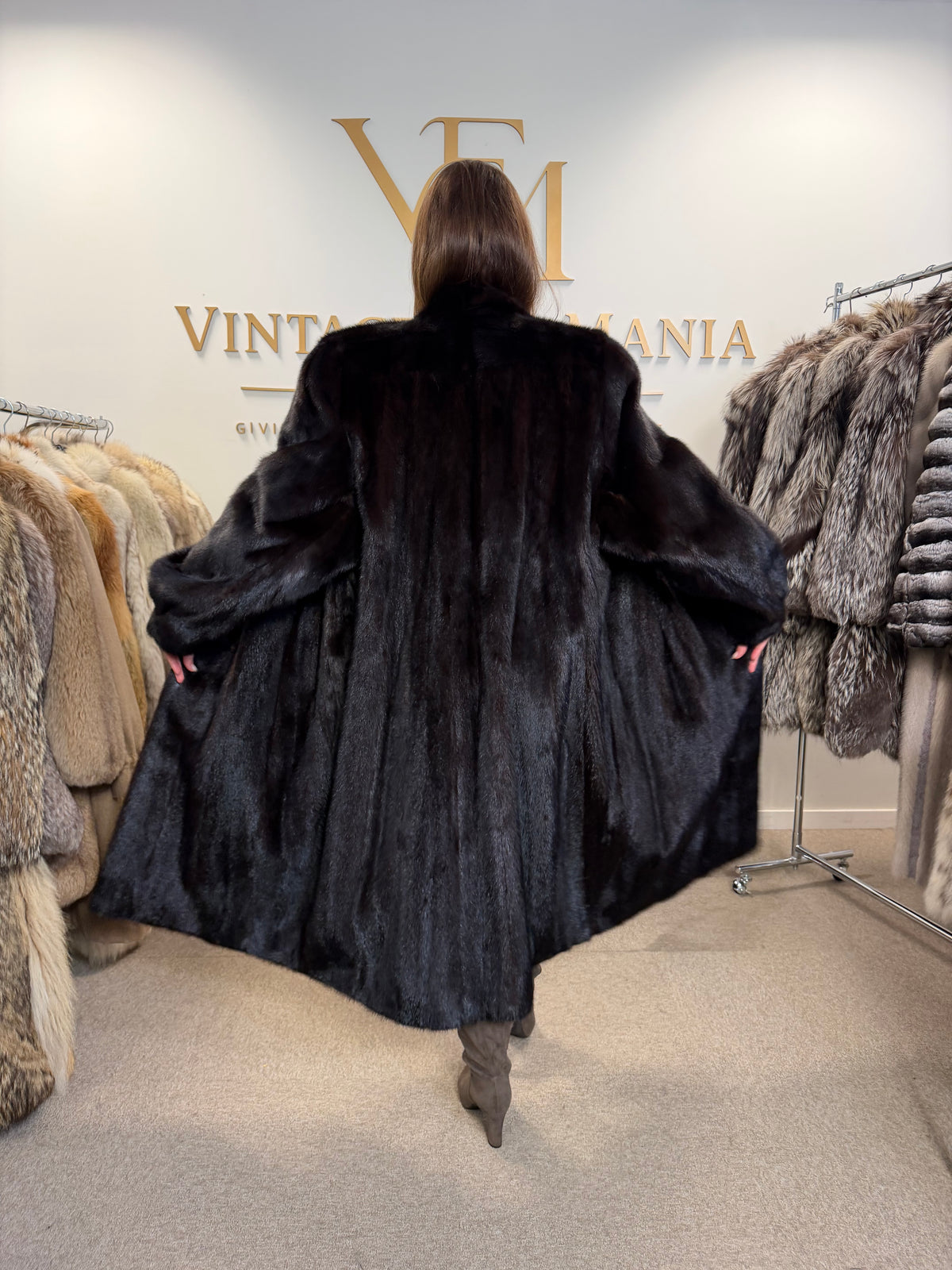 Brown Mink Fur Coat, XXL, Full Length