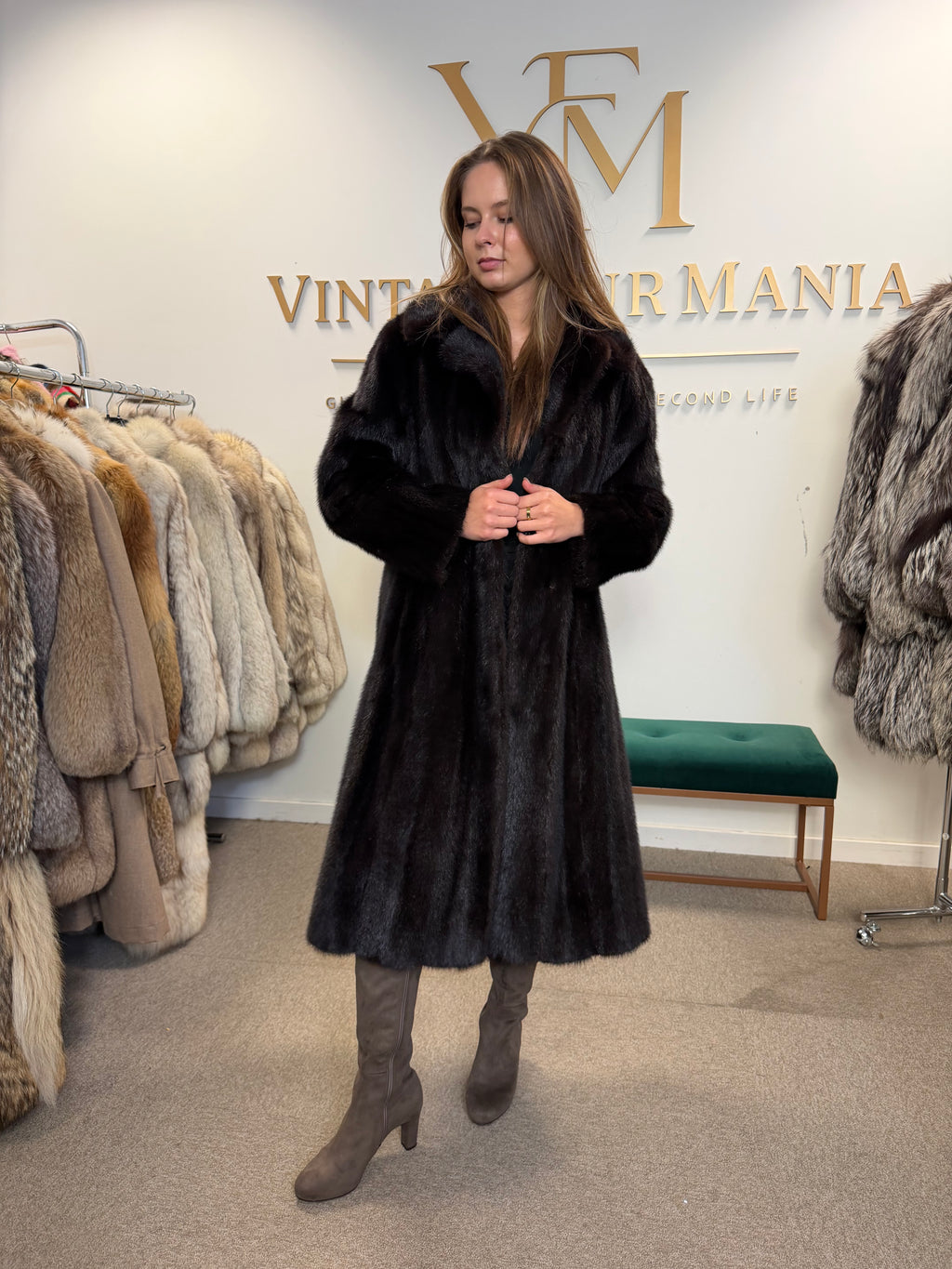 Dark Brown Mink Fur Coat, Medium, Bouckaert