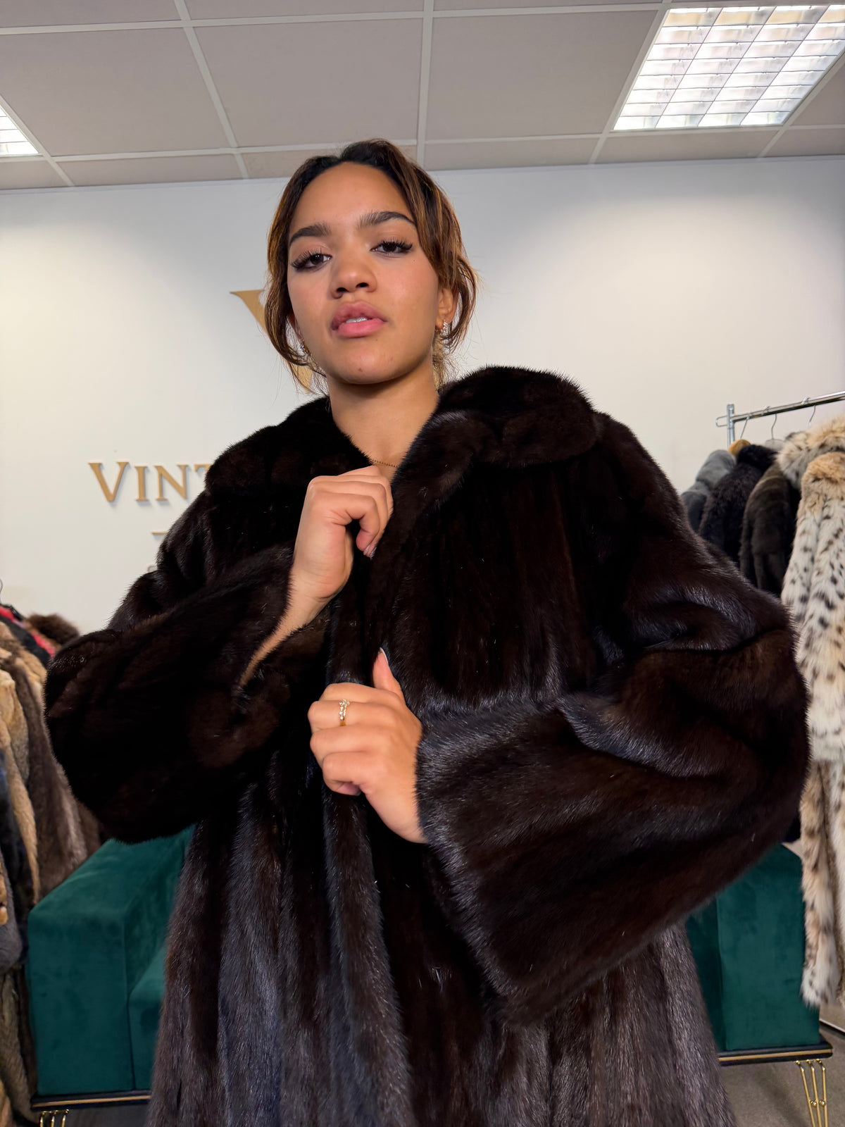Dark Brown Blackglama Mink Fur Coat, Large, Pelz Aachen Germany