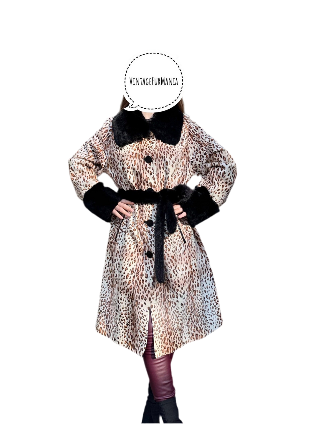 Lynx Print Lambskin Fur Coat – XL