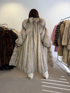 Silver Fox Fur Coat, Full Length, Size L