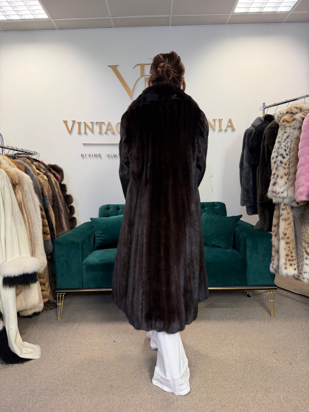 Dark Brown Blackglama Mink Fur Coat, Large, Pelz Aachen Germany