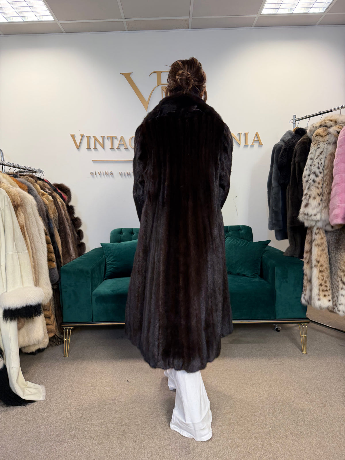 Dark Brown Blackglama Mink Fur Coat, Large, Pelz Aachen Germany