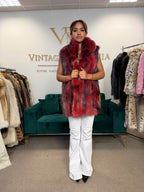 Red Dyed Fox Fur Vest, XL