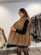 Mink Fur Vest, Pastel, Size M