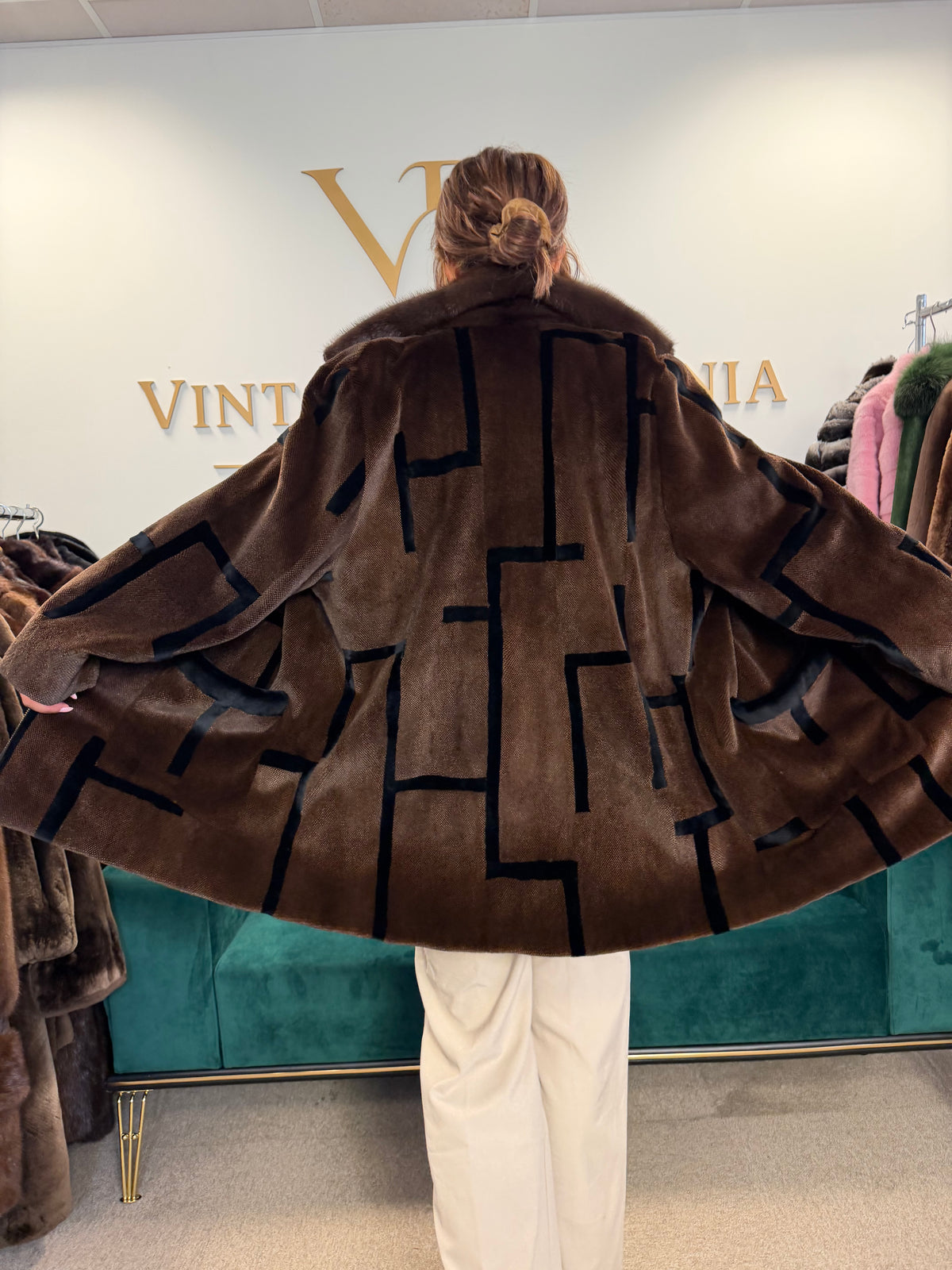 Sheared Mink Fur Coat, Large, Designer with Zipper, New