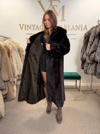 Dark Brown Mink Fur Coat, L/XL, Full Length