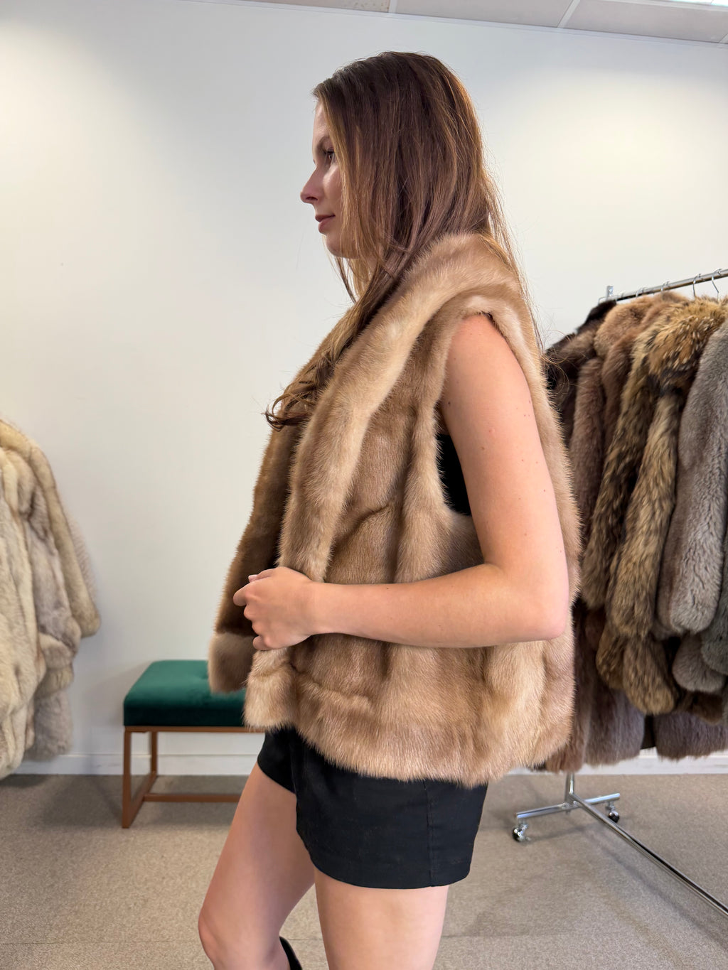 Pastel Mink Fur Vest, Medium, Open Front