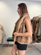 Pastel Mink Fur Vest, Medium, Open Front