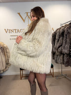 White SAGA Fox Fur Jacket, Medium