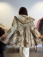 Luxury Mink Fur Coat, Sheared Hooded, Size M