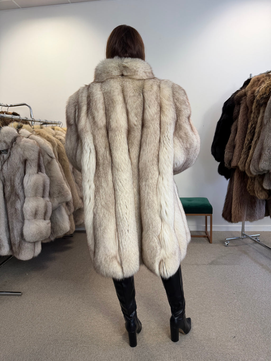Fox Fur Coat, White Nordic, Oversized 3XL
