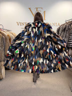 Mixed Colour Dyed Mink Fur Coat, XL, Full Length, Belted