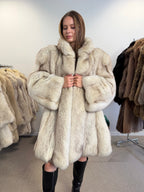 Fox Fur Coat, White Nordic, Oversized 3XL