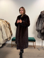 Mink Fur Coat, Dark Brown, Size M