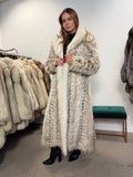 Women's White Fox and Finn Raccoon fur coat, size XL