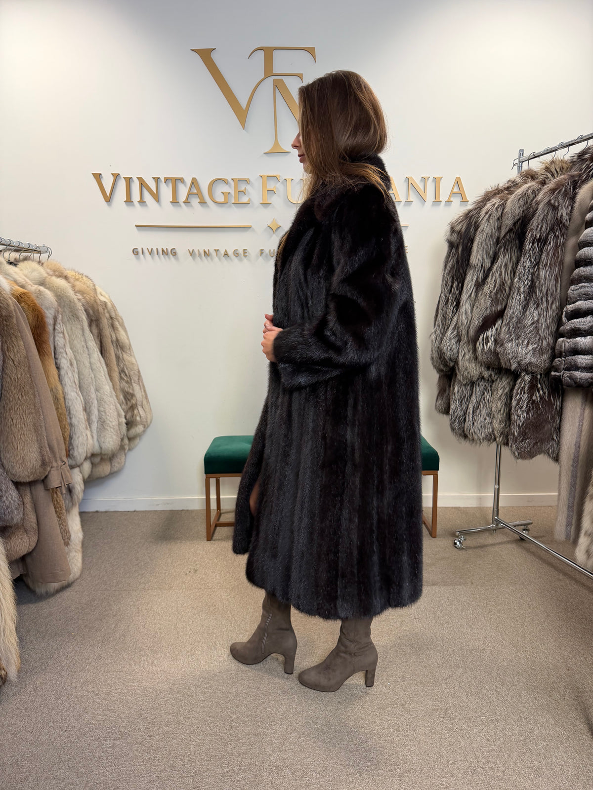 Dark Brown Mink Fur Coat, Medium, Bouckaert