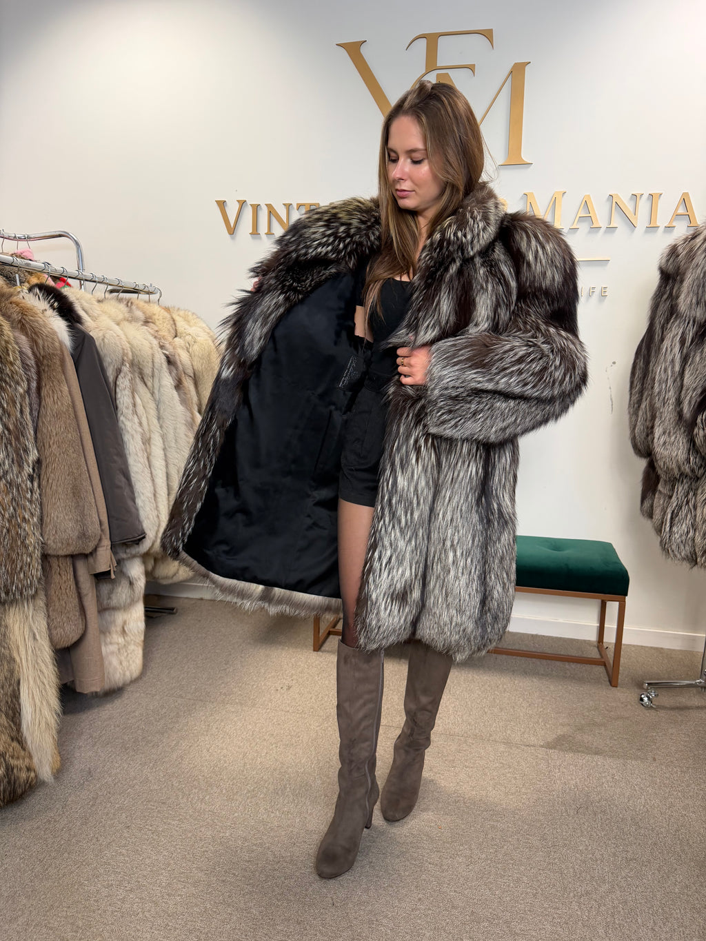 Silver Fox Fur Coat, Large, Ankershoffhem luxury brand