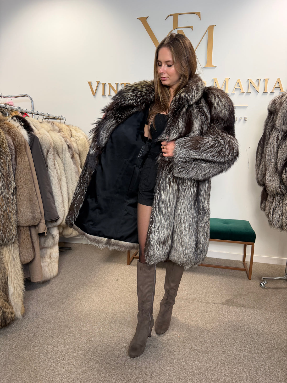 Silver Fox Fur Coat, Large, Ankershoffhem luxury brand