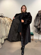 Mink Fur Coat, Dark Brown, Full Length, Size XL