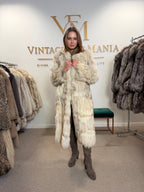 White Fox Fur Coat, Full Length, Pieced, Slim Medium
